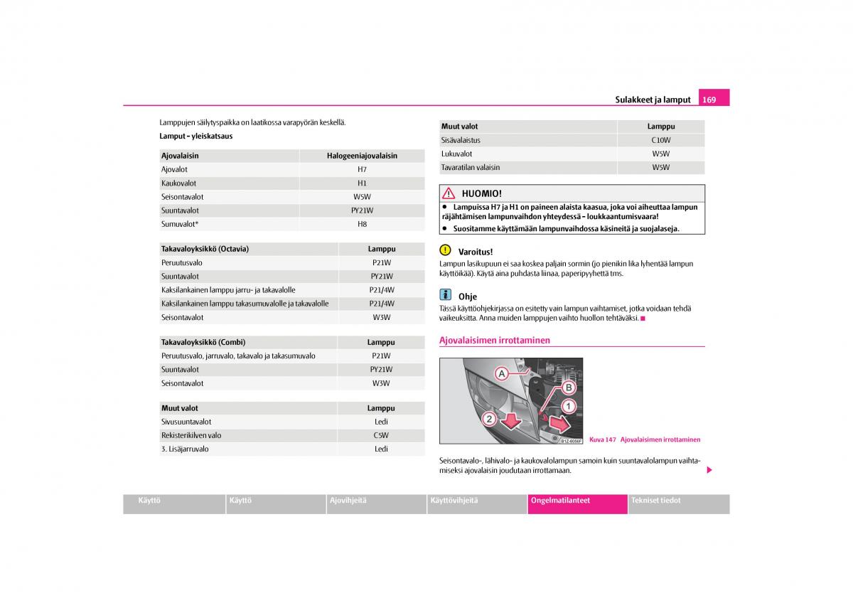 Skoda Octavia II 2 omistajan kasikirja / page 170
