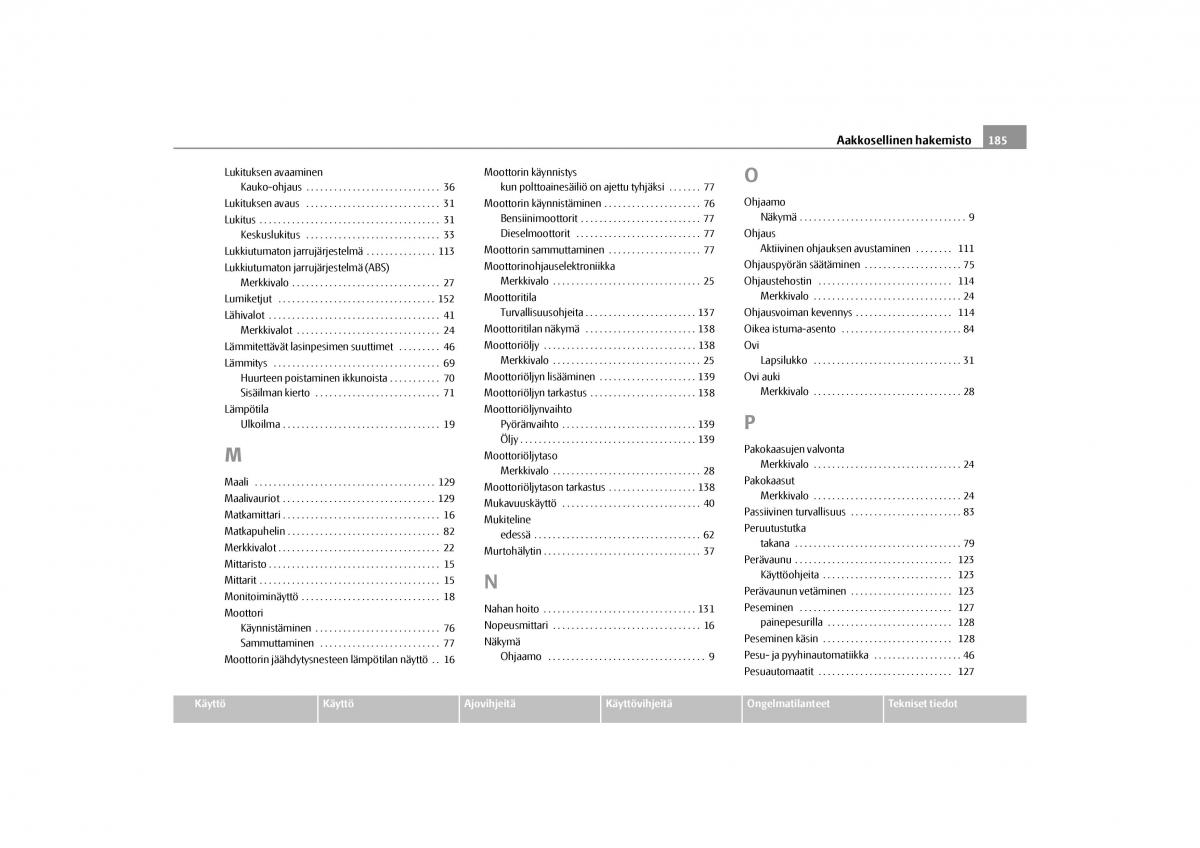 Skoda Octavia II 2 omistajan kasikirja / page 186
