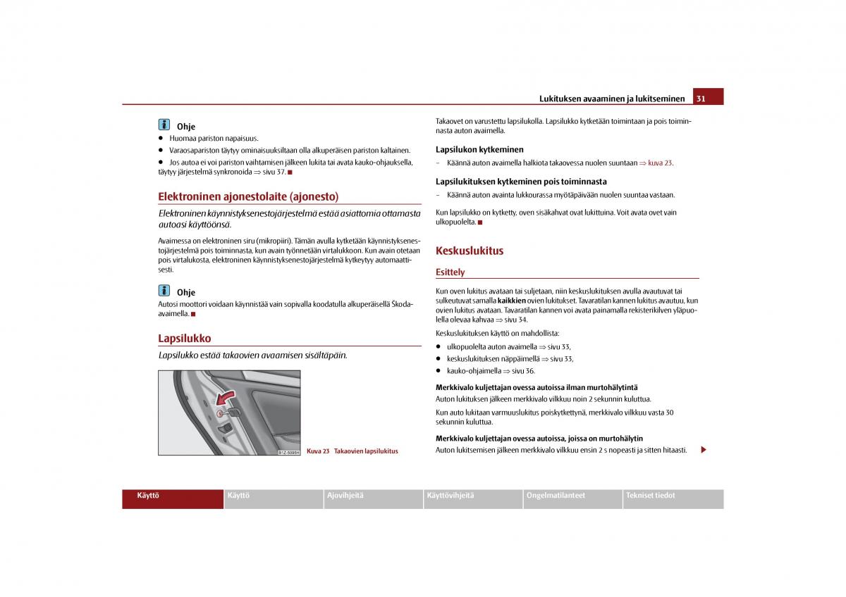 Skoda Octavia II 2 omistajan kasikirja / page 32