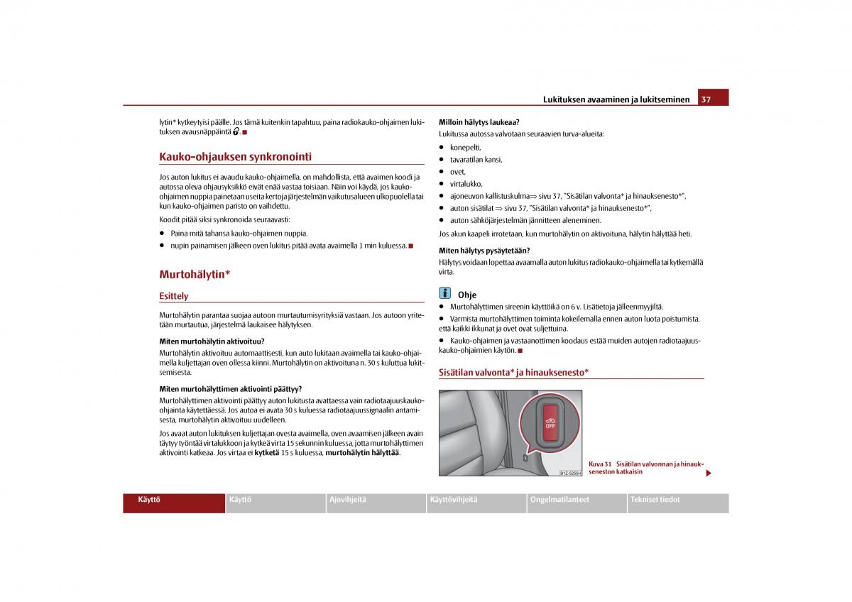 Skoda Octavia II 2 omistajan kasikirja / page 38