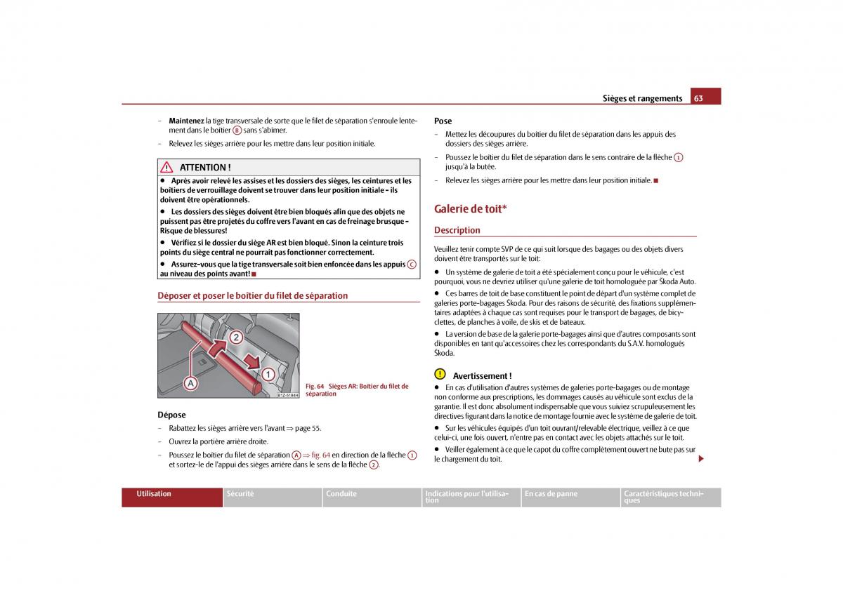 Skoda Octavia II 2 manuel du proprietaire / page 64