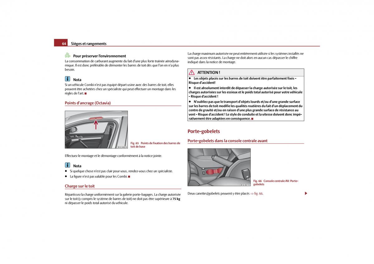 Skoda Octavia II 2 manuel du proprietaire / page 65