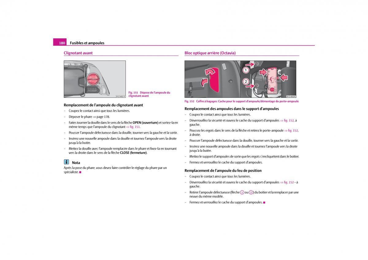 Skoda Octavia II 2 manuel du proprietaire / page 181