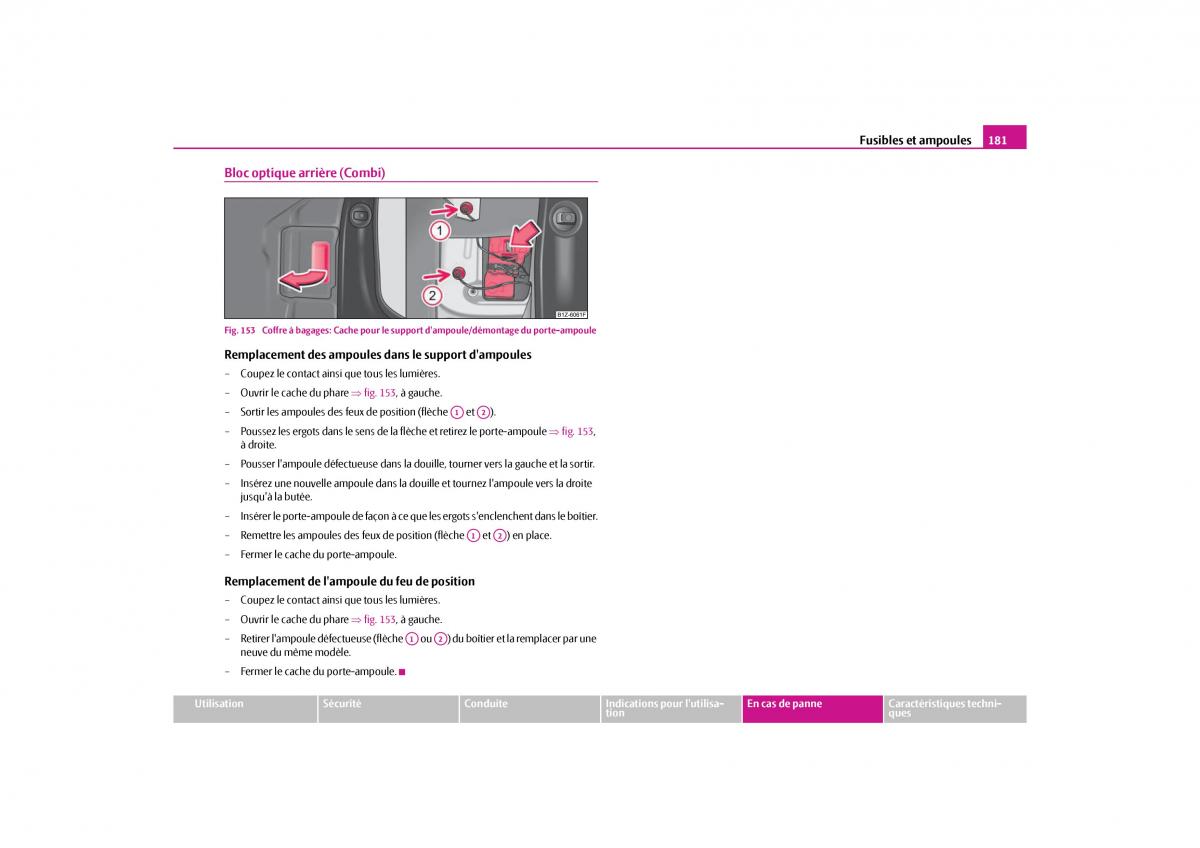 Skoda Octavia II 2 manuel du proprietaire / page 182