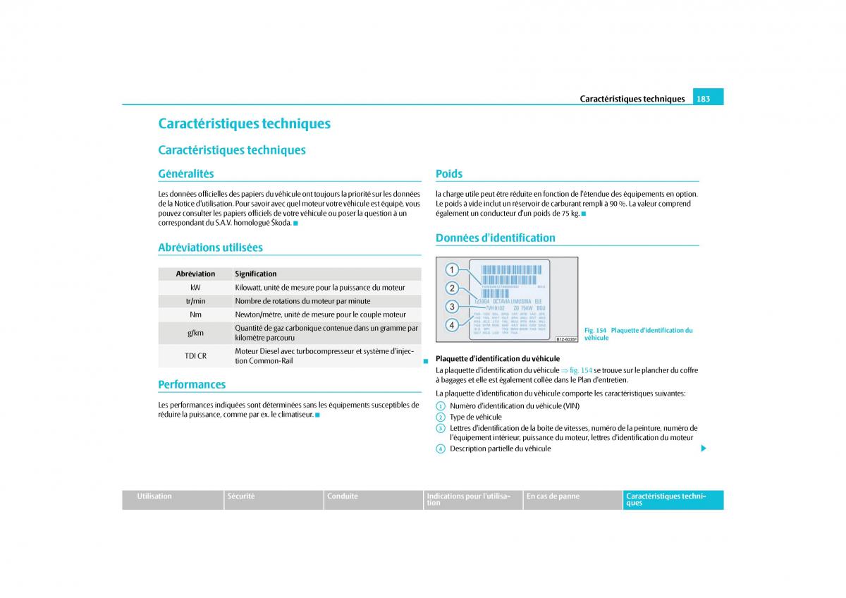 Skoda Octavia II 2 manuel du proprietaire / page 184