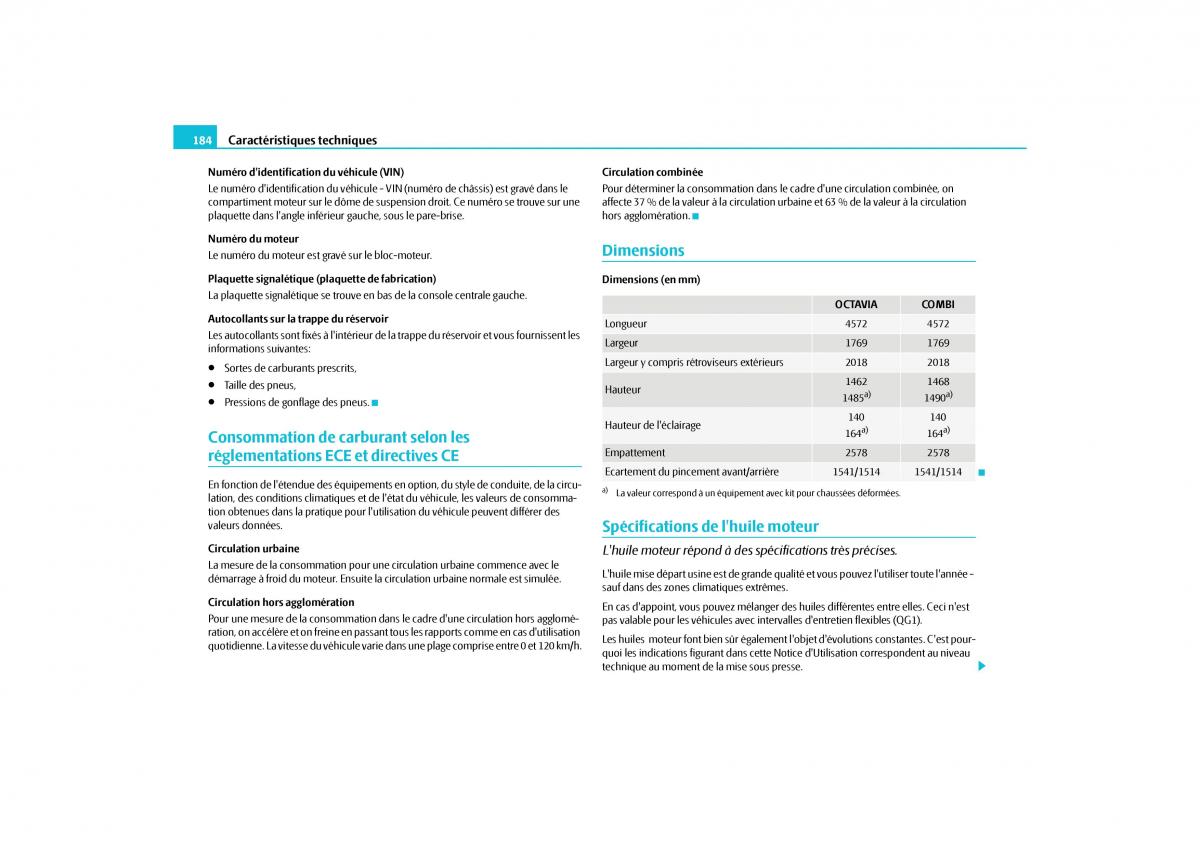 Skoda Octavia II 2 manuel du proprietaire / page 185