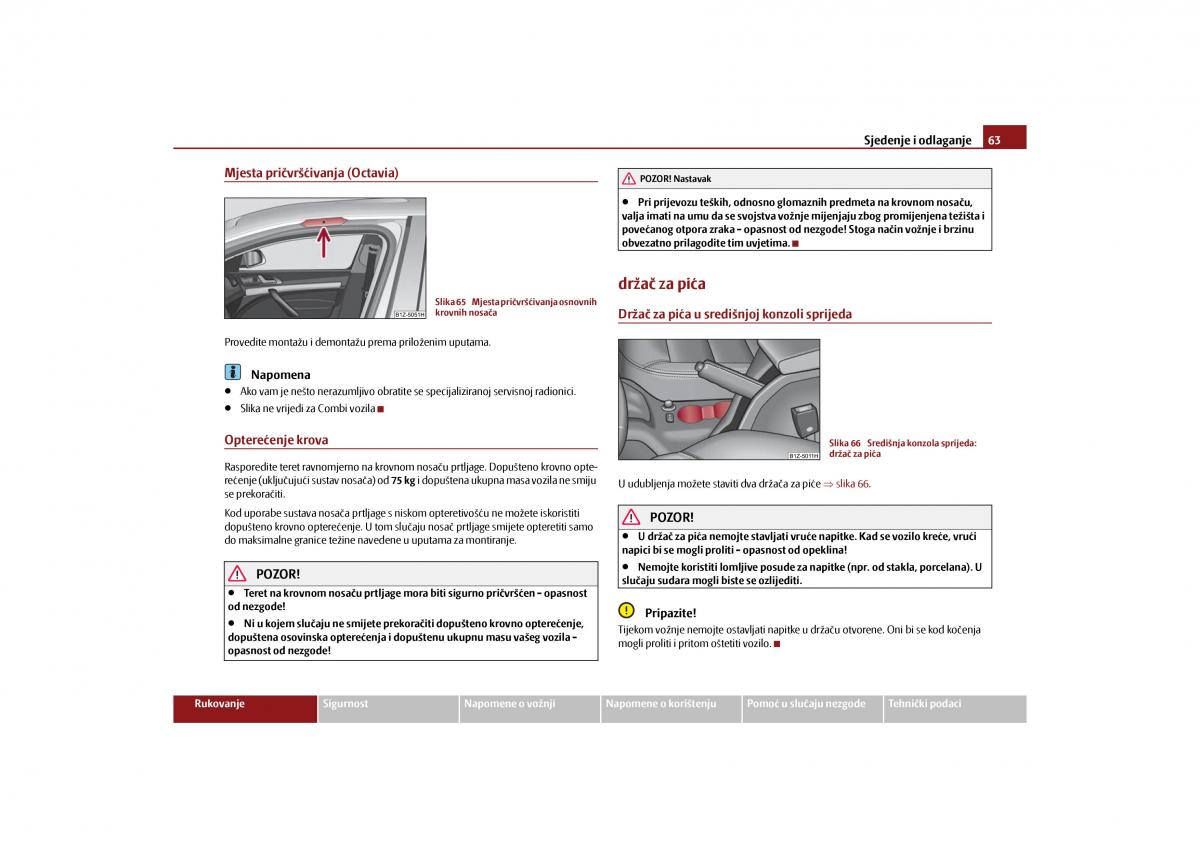 Skoda Octavia II 2 vlasnicko uputstvo / page 64