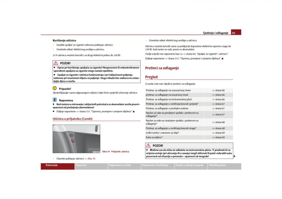 Skoda Octavia II 2 vlasnicko uputstvo / page 66