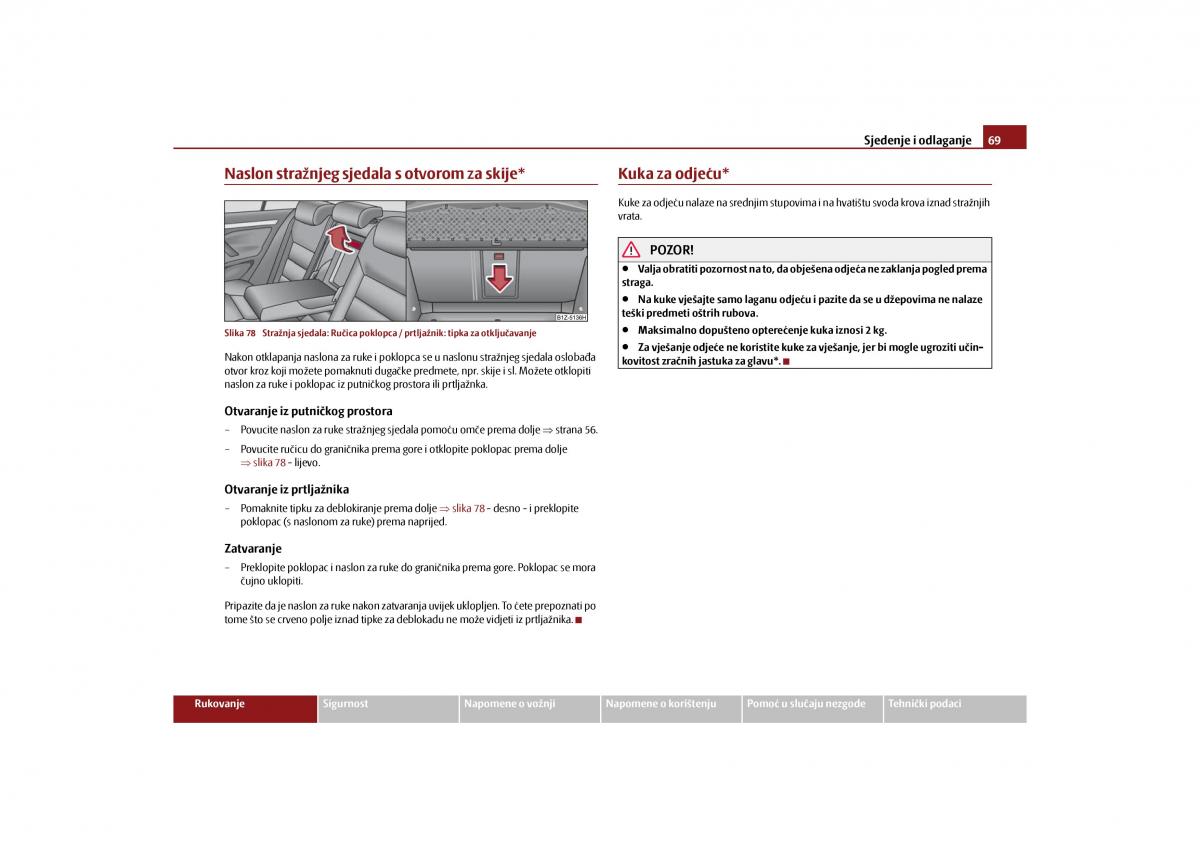 Skoda Octavia II 2 vlasnicko uputstvo / page 70