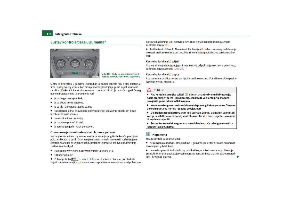 Skoda Octavia II 2 vlasnicko uputstvo / page 117