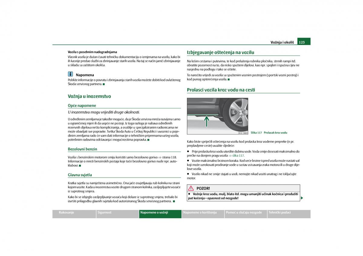 Skoda Octavia II 2 vlasnicko uputstvo / page 124