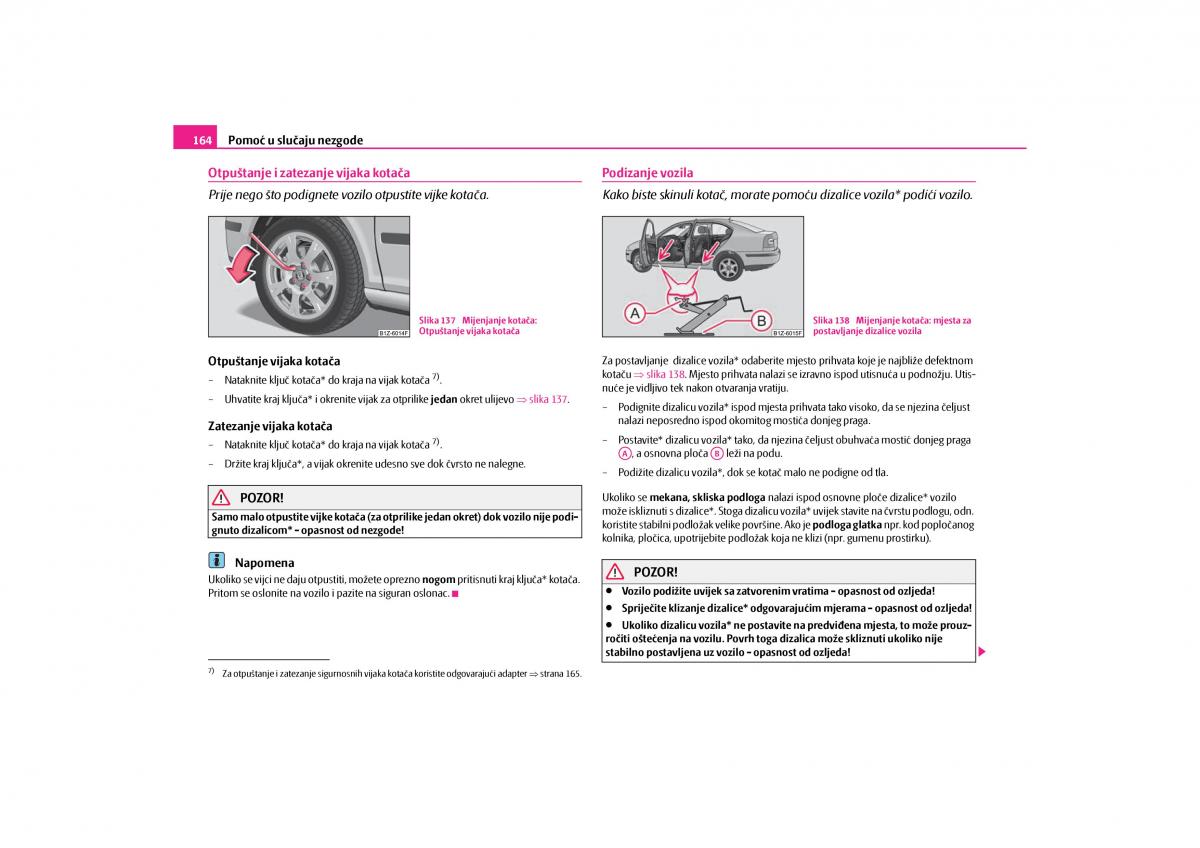 Skoda Octavia II 2 vlasnicko uputstvo / page 165