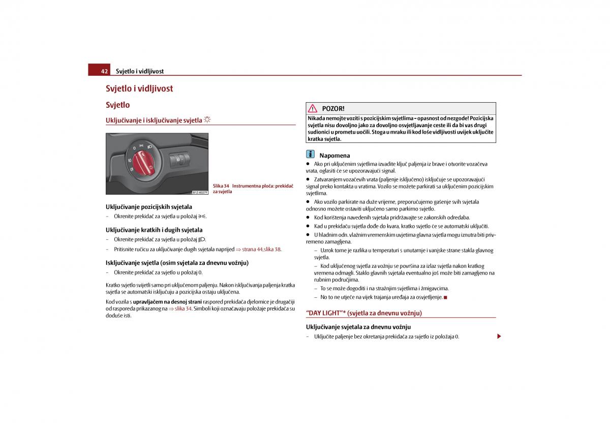 Skoda Octavia II 2 vlasnicko uputstvo / page 43