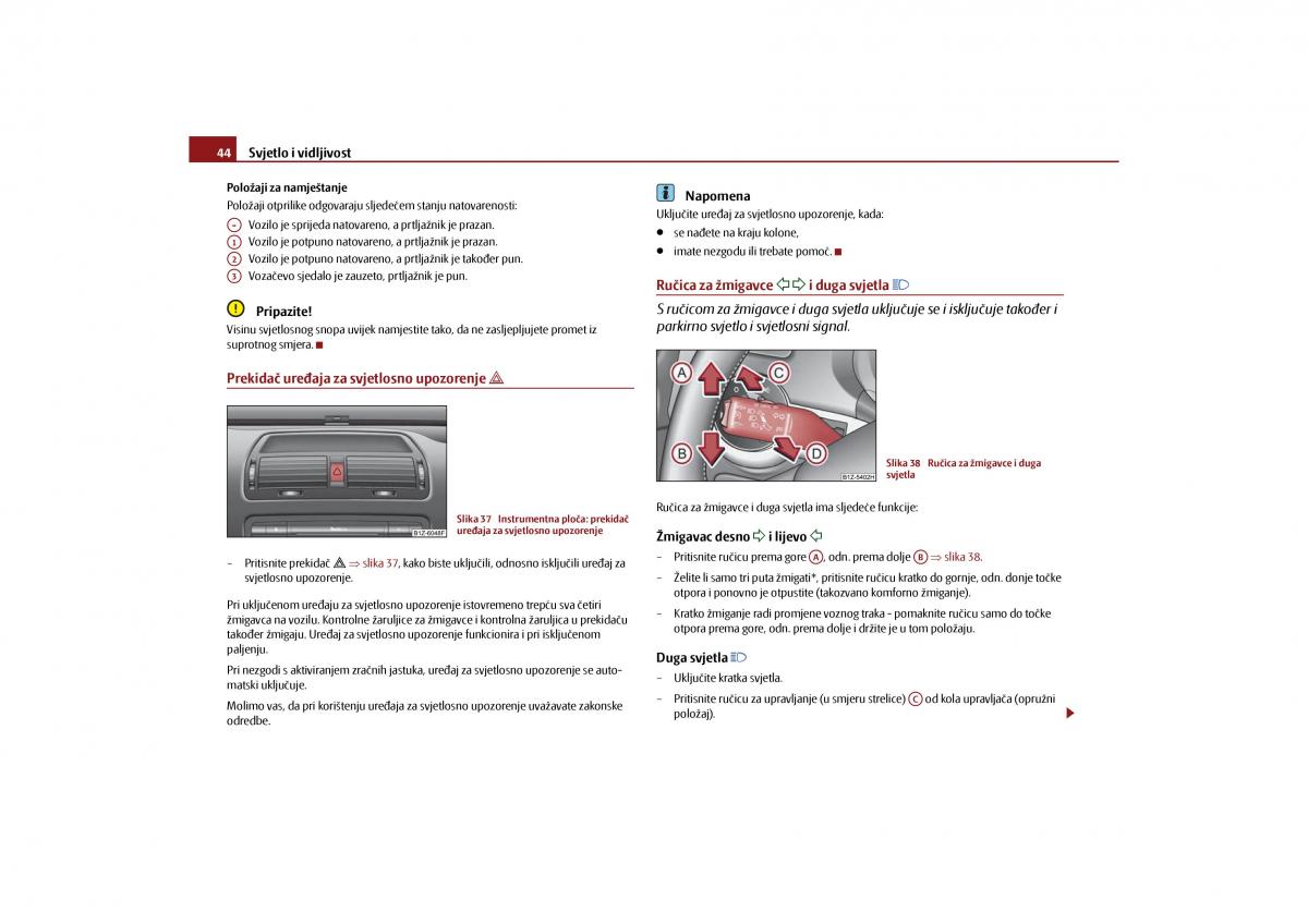 Skoda Octavia II 2 vlasnicko uputstvo / page 45