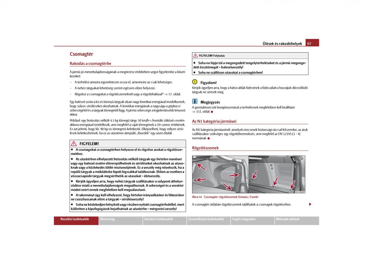 Skoda Octavia II 2 Kezelesi utmutato / page 58