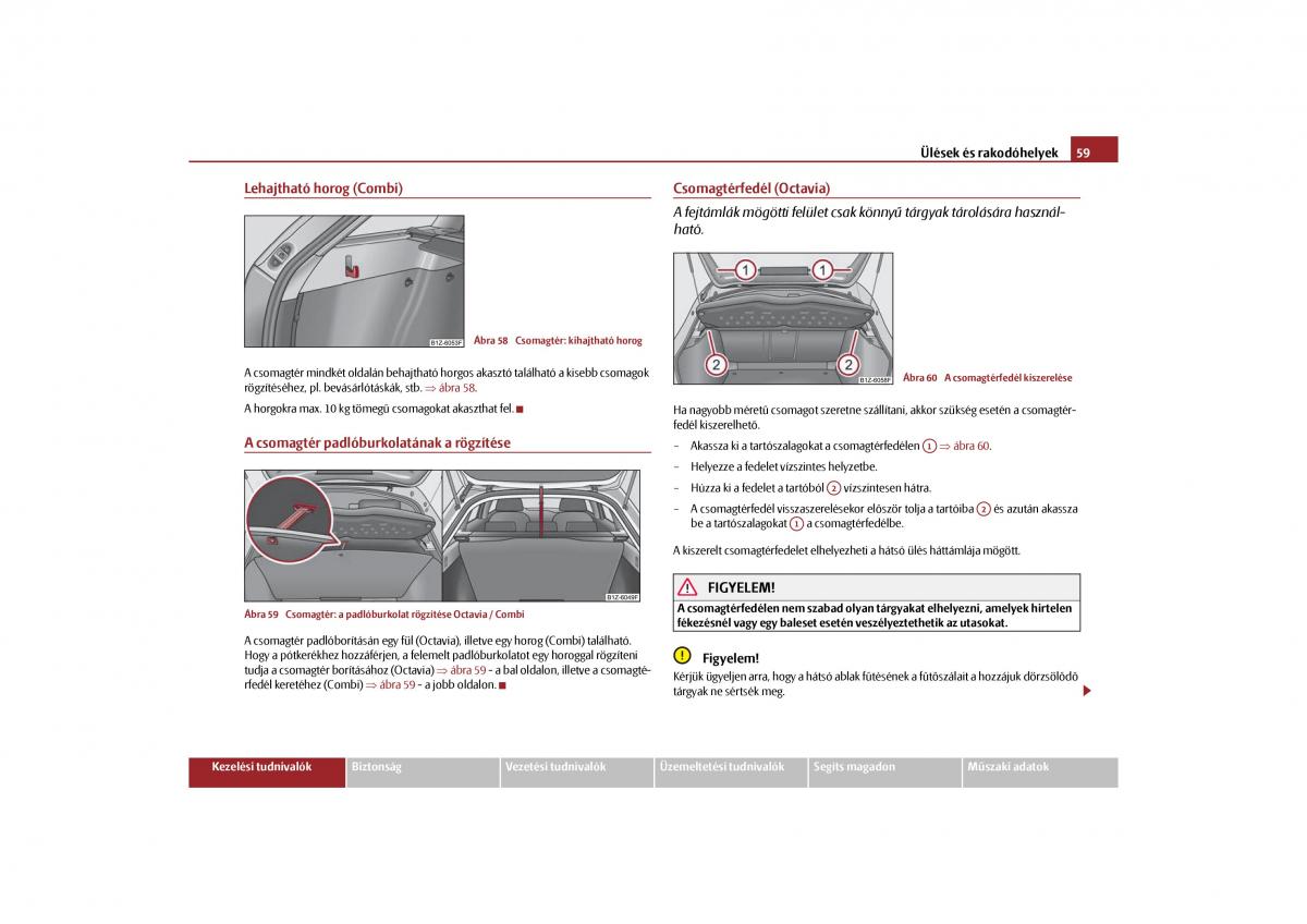 Skoda Octavia II 2 Kezelesi utmutato / page 60