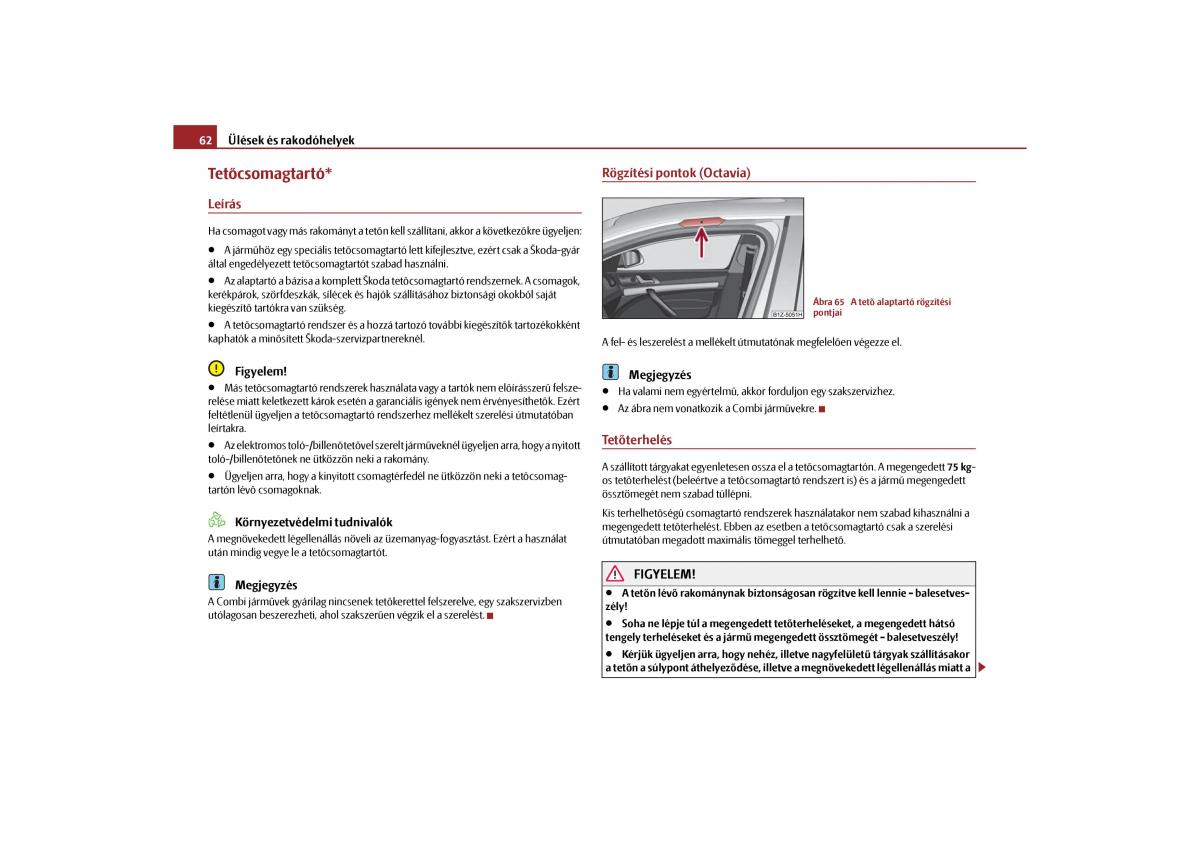 Skoda Octavia II 2 Kezelesi utmutato / page 63