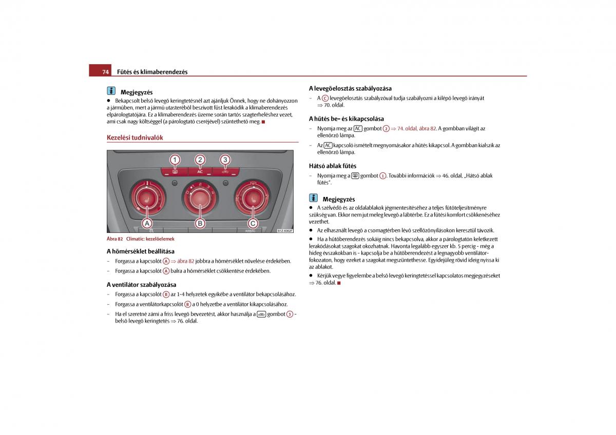 Skoda Octavia II 2 Kezelesi utmutato / page 75