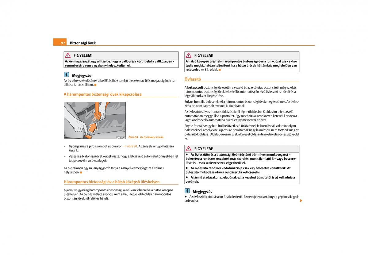 Skoda Octavia II 2 Kezelesi utmutato / page 93