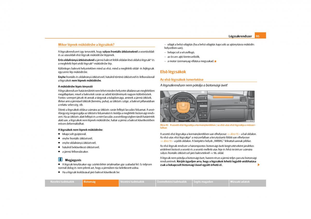 Skoda Octavia II 2 Kezelesi utmutato / page 96