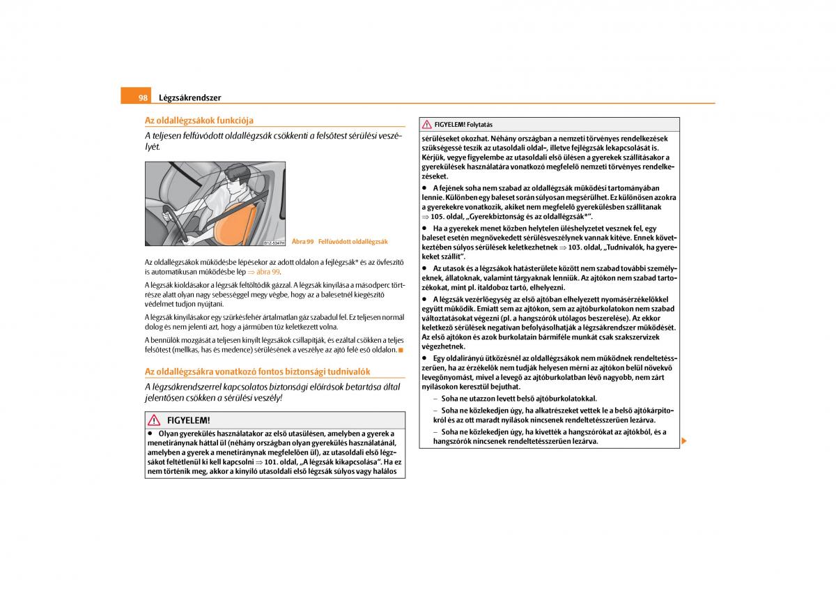 Skoda Octavia II 2 Kezelesi utmutato / page 99