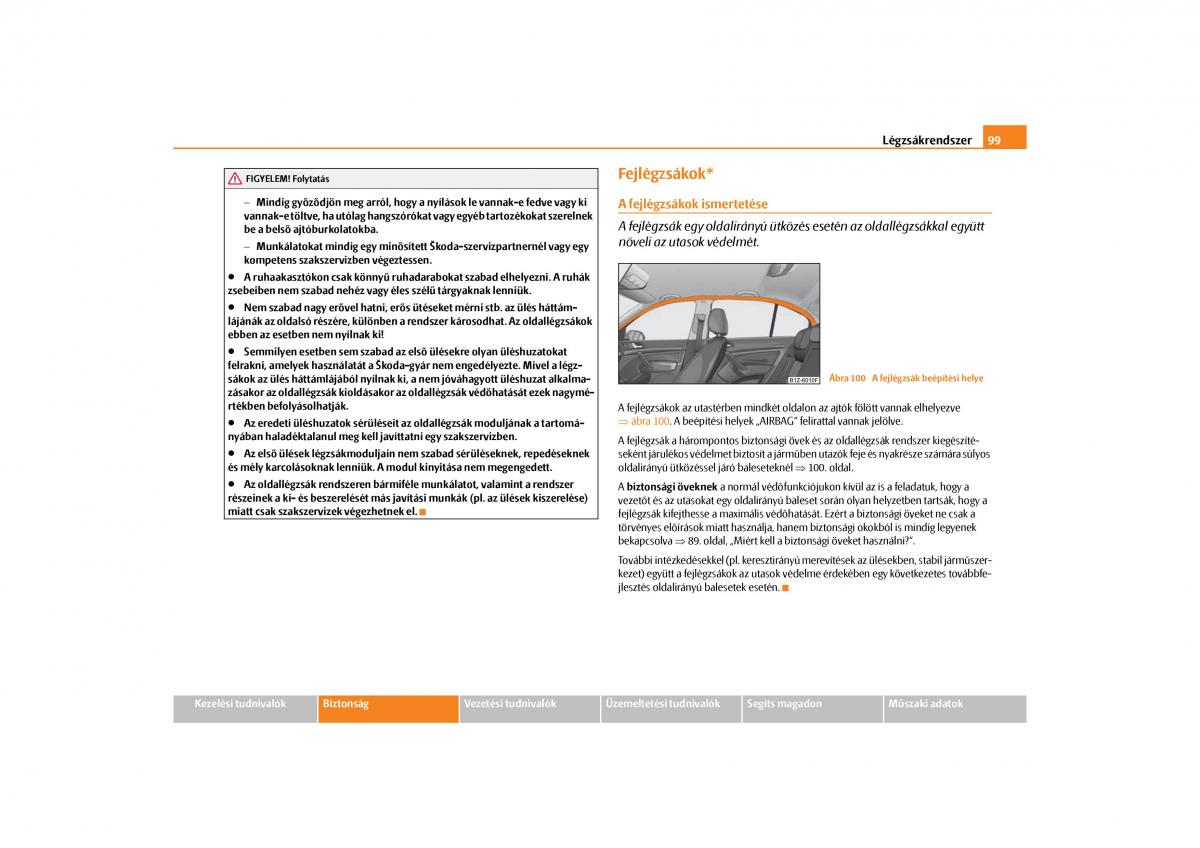 Skoda Octavia II 2 Kezelesi utmutato / page 100