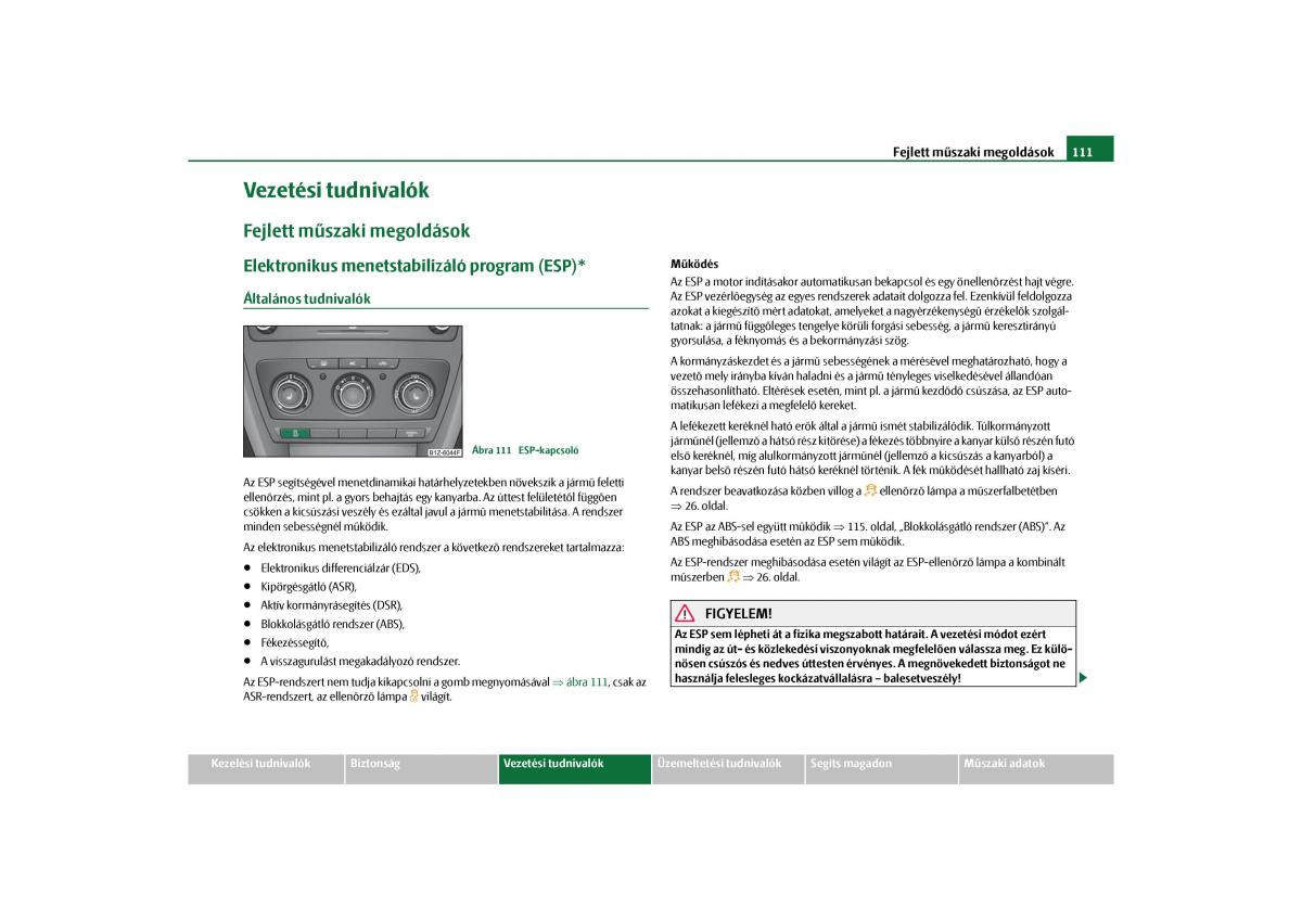 Skoda Octavia II 2 Kezelesi utmutato / page 112