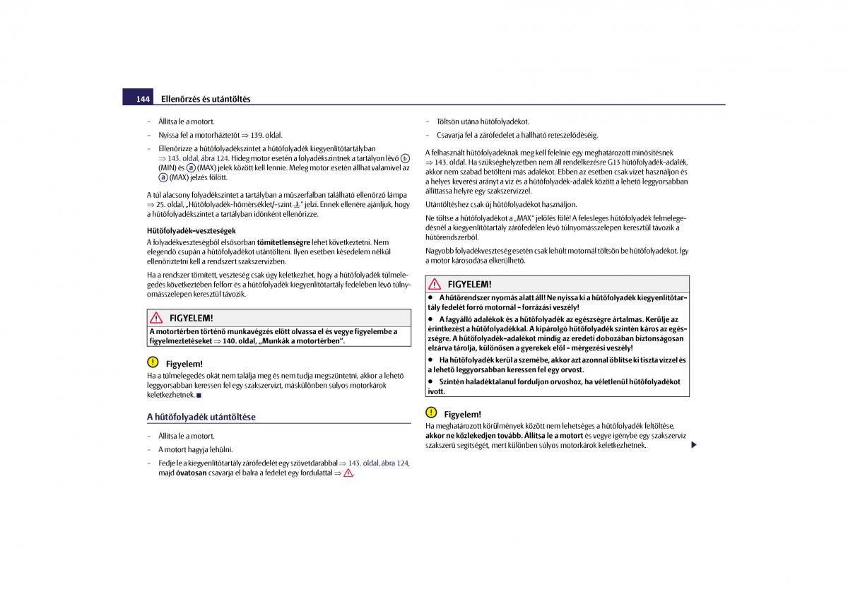 Skoda Octavia II 2 Kezelesi utmutato / page 145