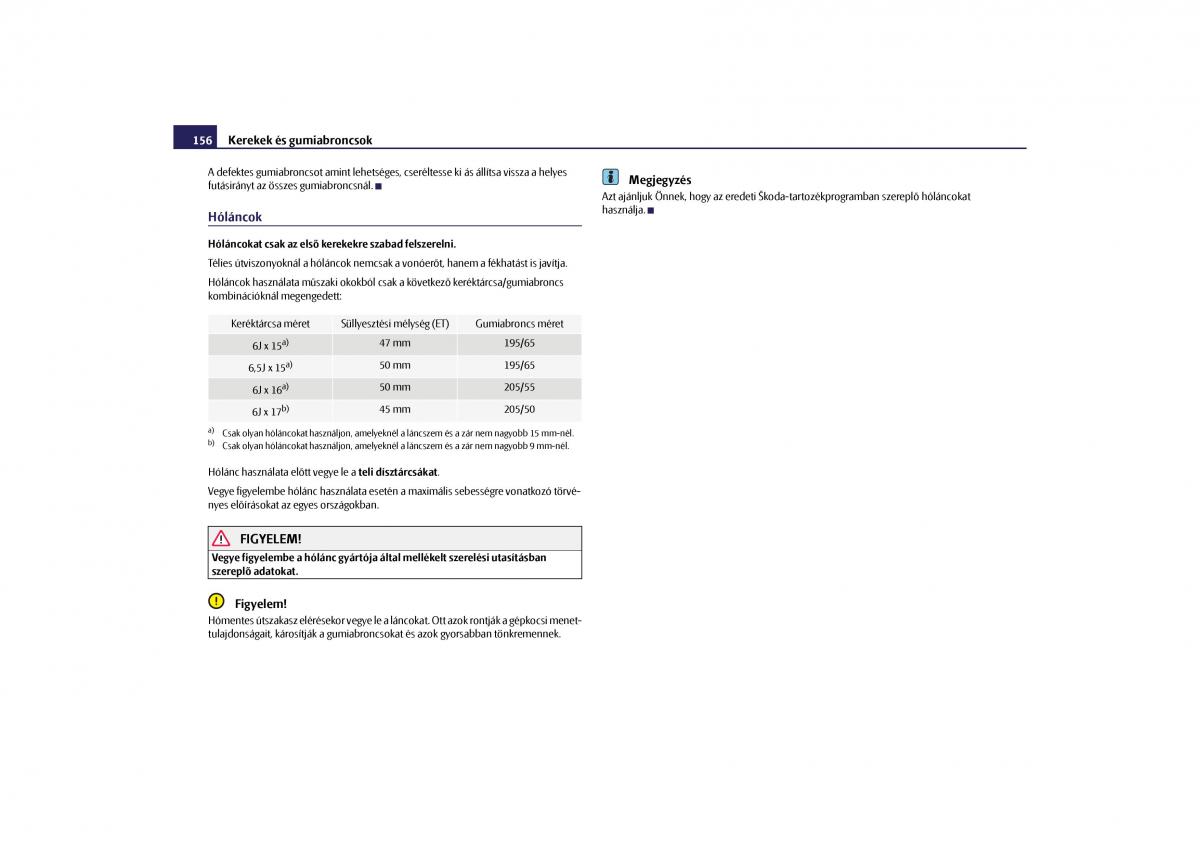Skoda Octavia II 2 Kezelesi utmutato / page 157
