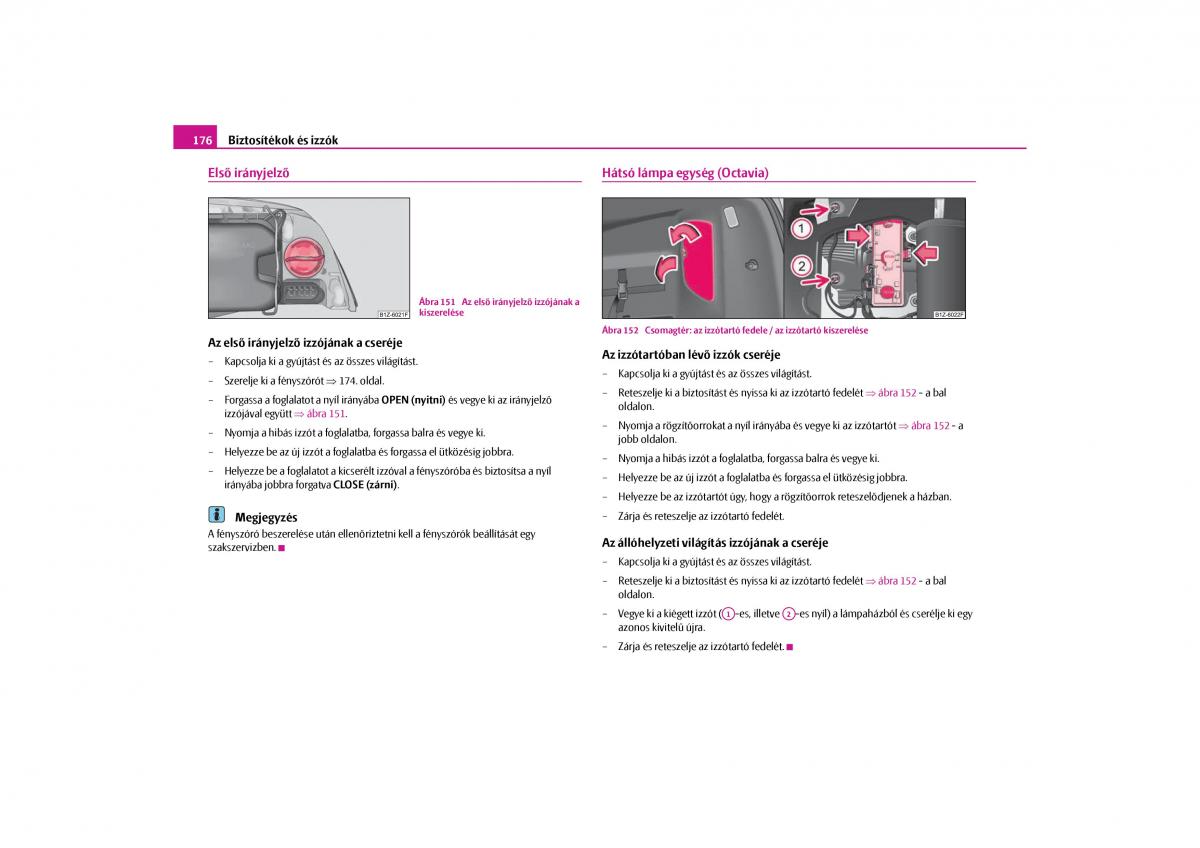 Skoda Octavia II 2 Kezelesi utmutato / page 177