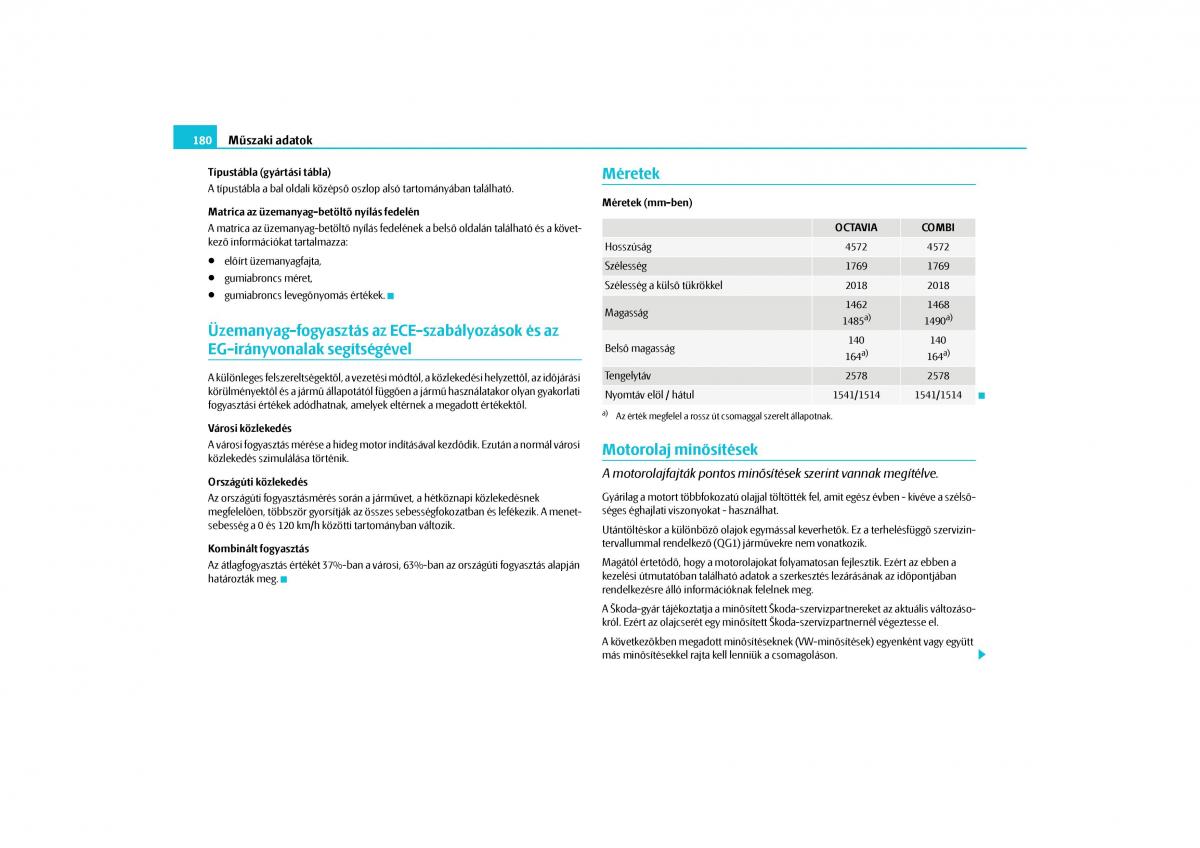 Skoda Octavia II 2 Kezelesi utmutato / page 181