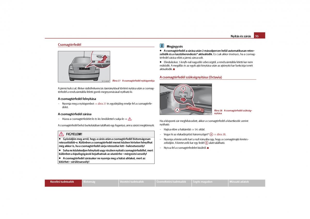 Skoda Octavia II 2 Kezelesi utmutato / page 36