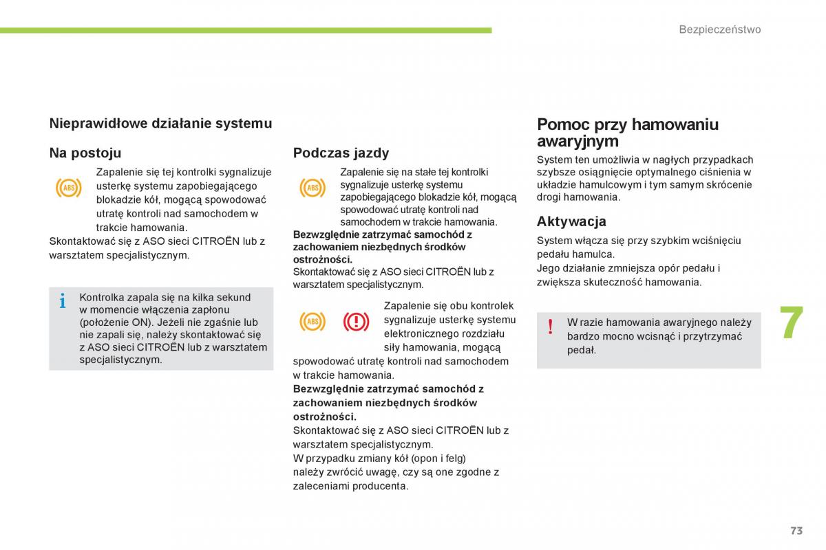 Citroen C Zero instrukcja obslugi / page 75