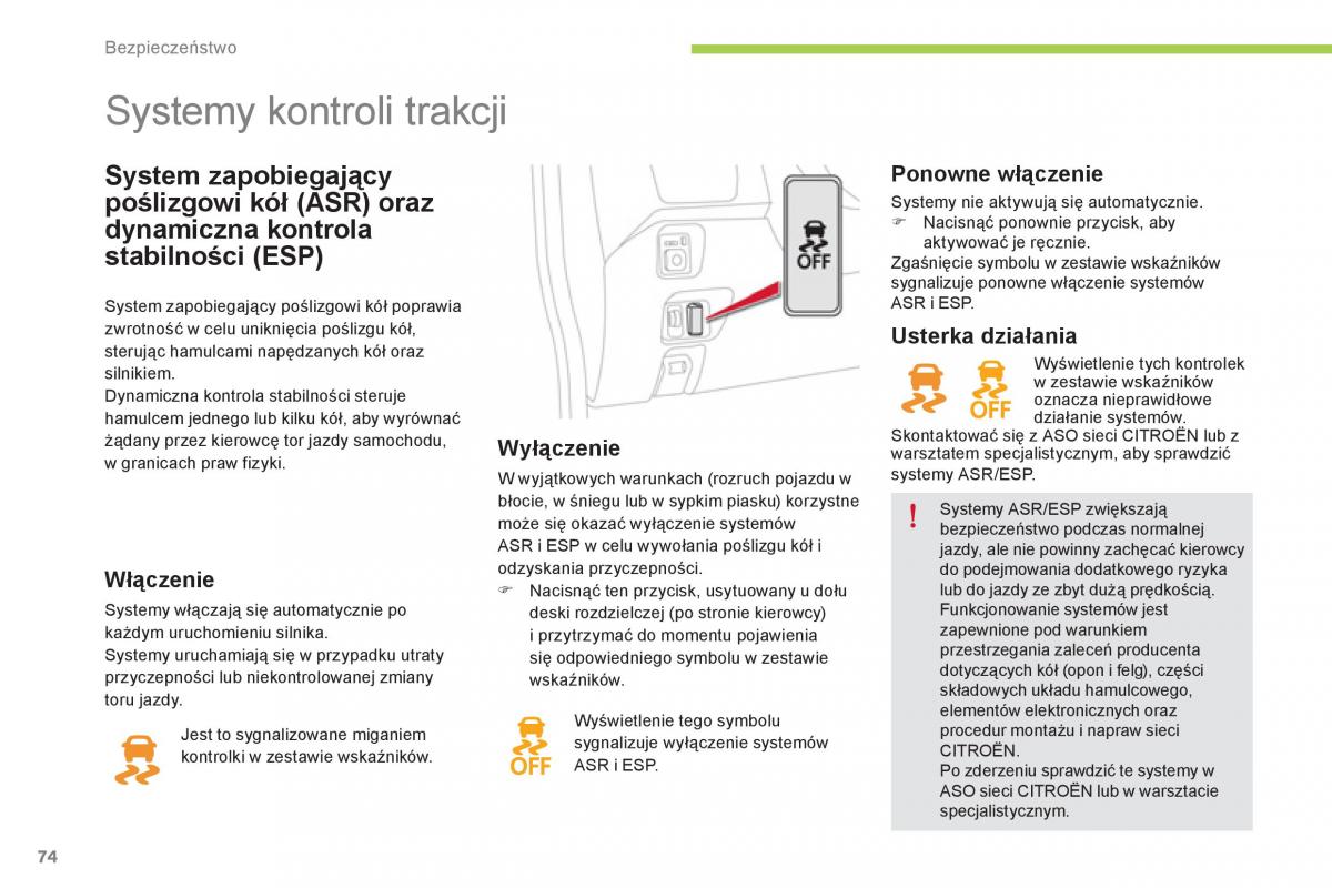 Citroen C Zero instrukcja obslugi / page 76