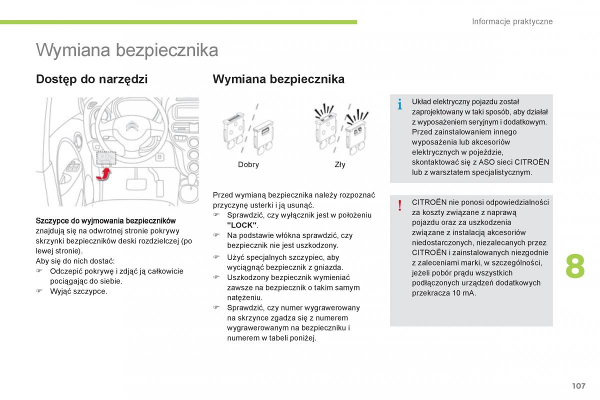 Citroen C Zero instrukcja obslugi / page 109