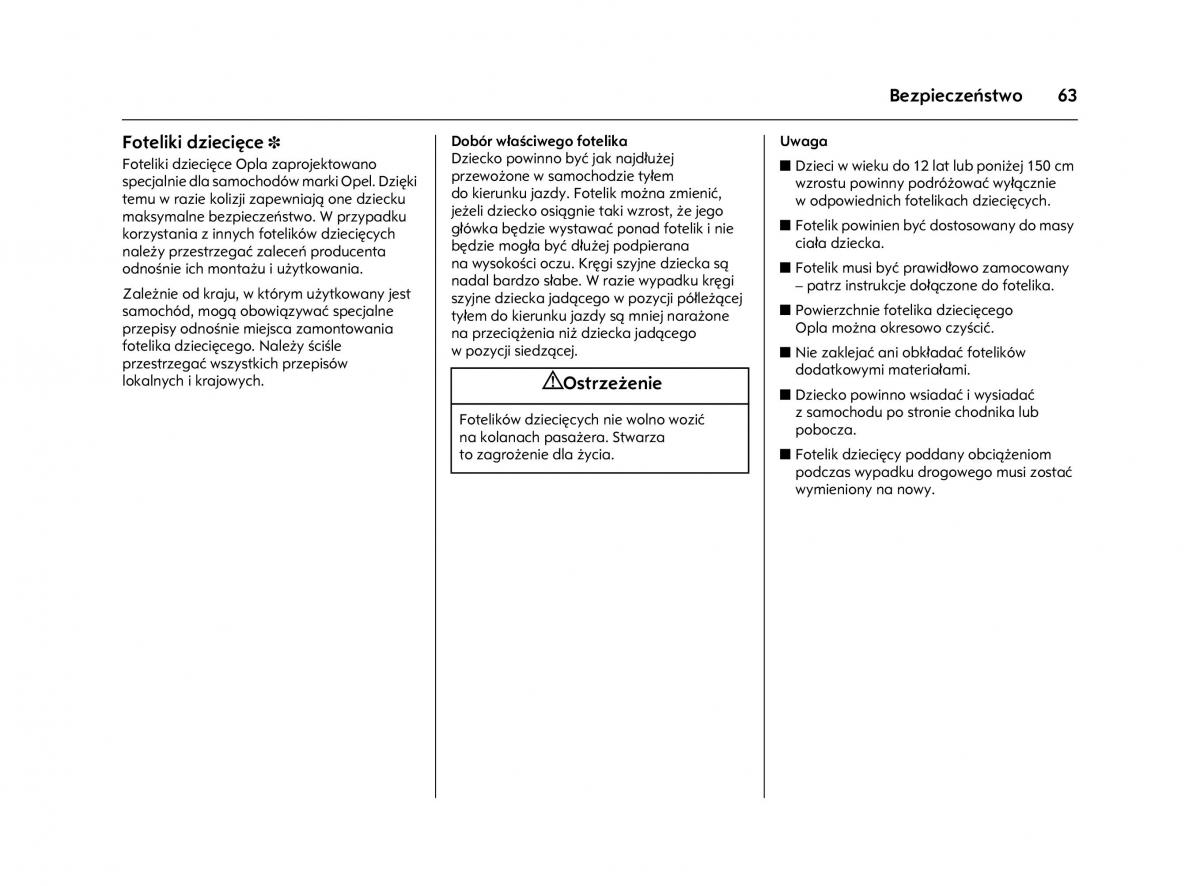 Opel Agila A instrukcja obslugi / page 67