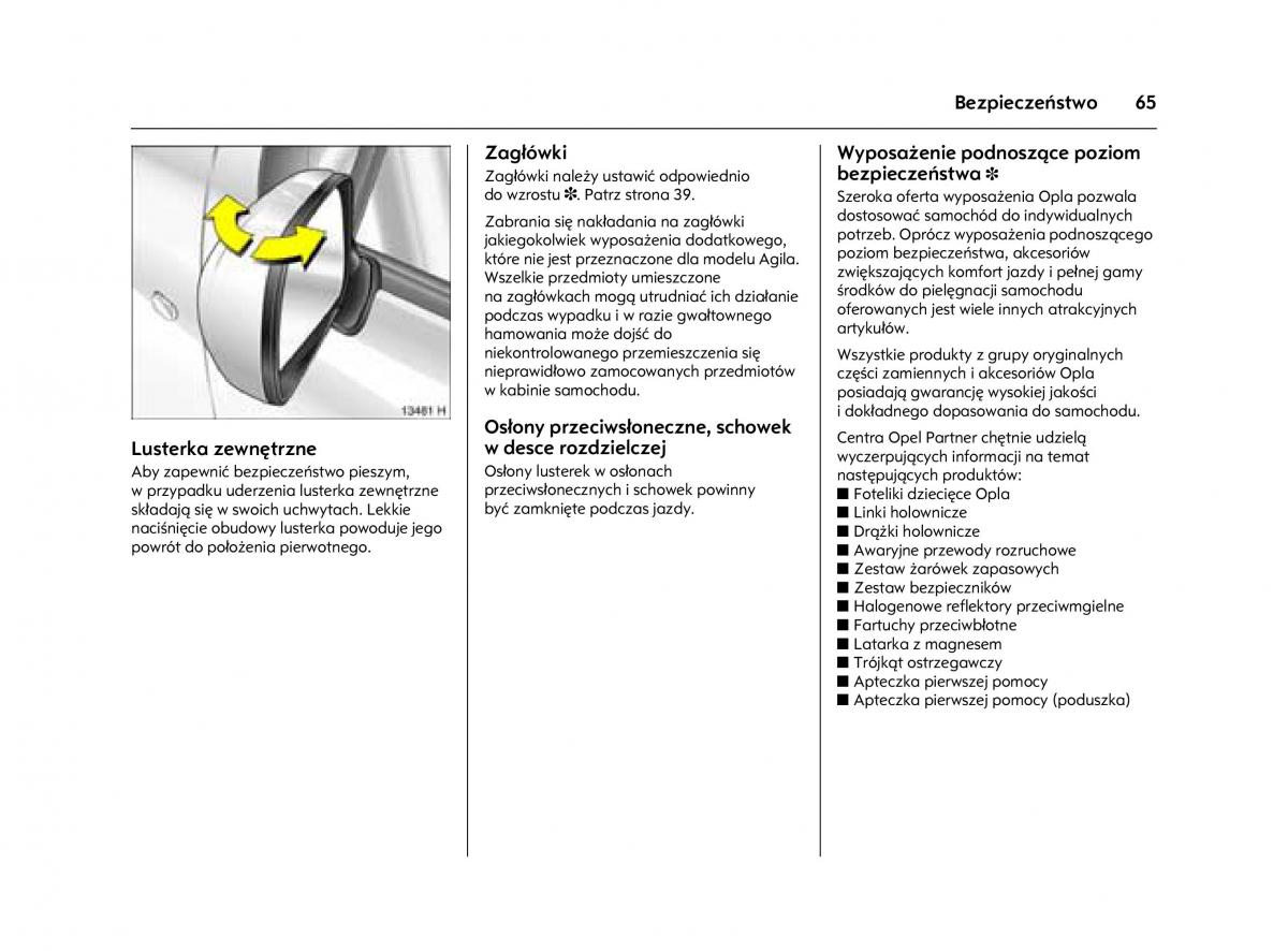 Opel Agila A instrukcja obslugi / page 69