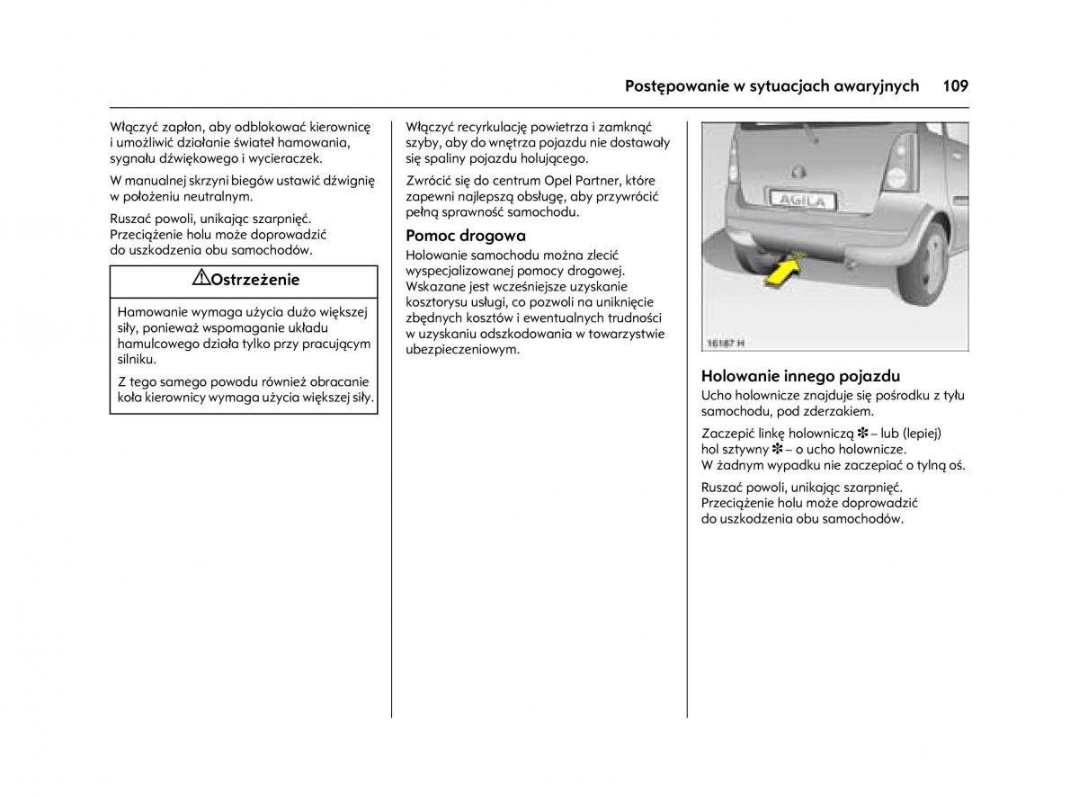 Opel Agila A instrukcja obslugi / page 113