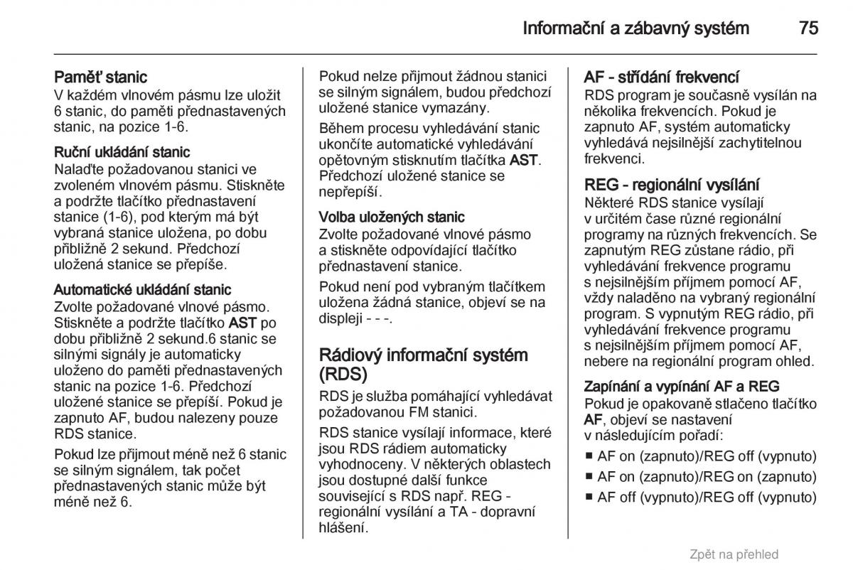 Opel Agila B navod k obsludze / page 75