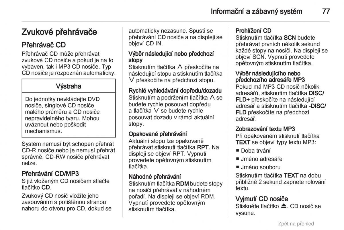 Opel Agila B navod k obsludze / page 77