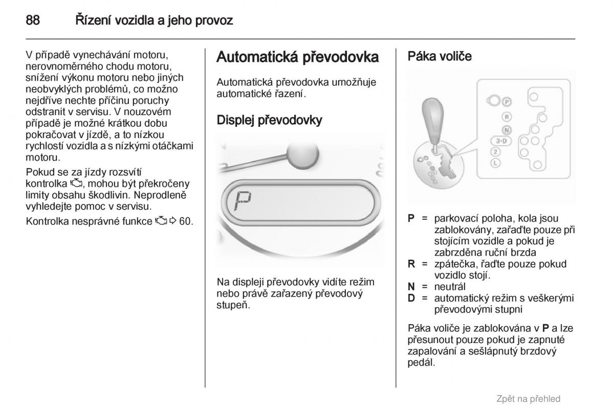 Opel Agila B navod k obsludze / page 88