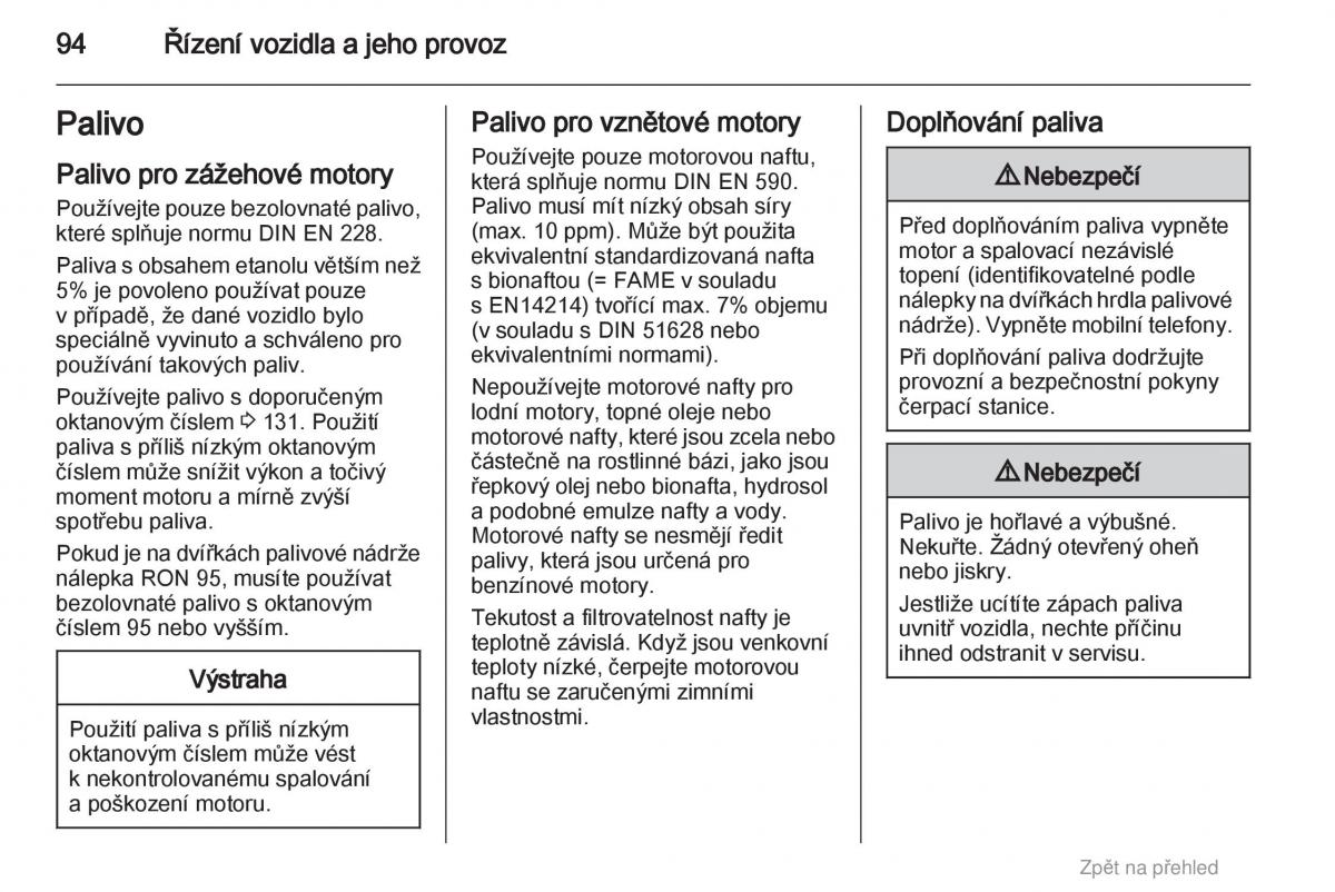 Opel Agila B navod k obsludze / page 94