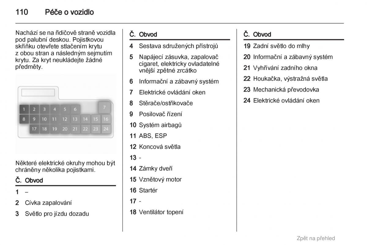 Opel Agila B navod k obsludze / page 110