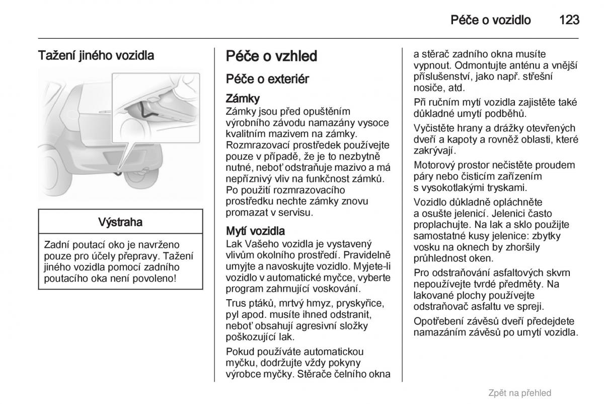 Opel Agila B navod k obsludze / page 123