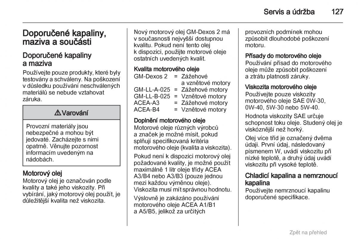 Opel Agila B navod k obsludze / page 127