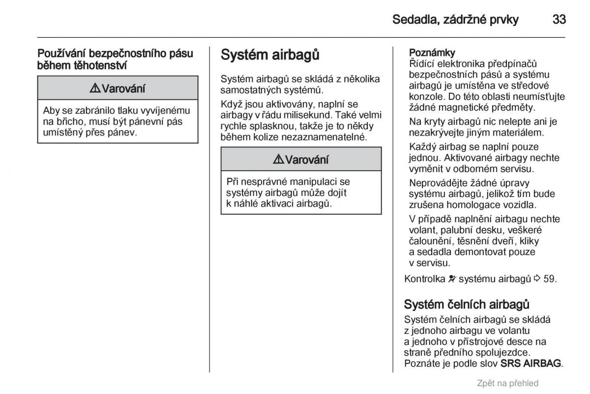 Opel Agila B navod k obsludze / page 33