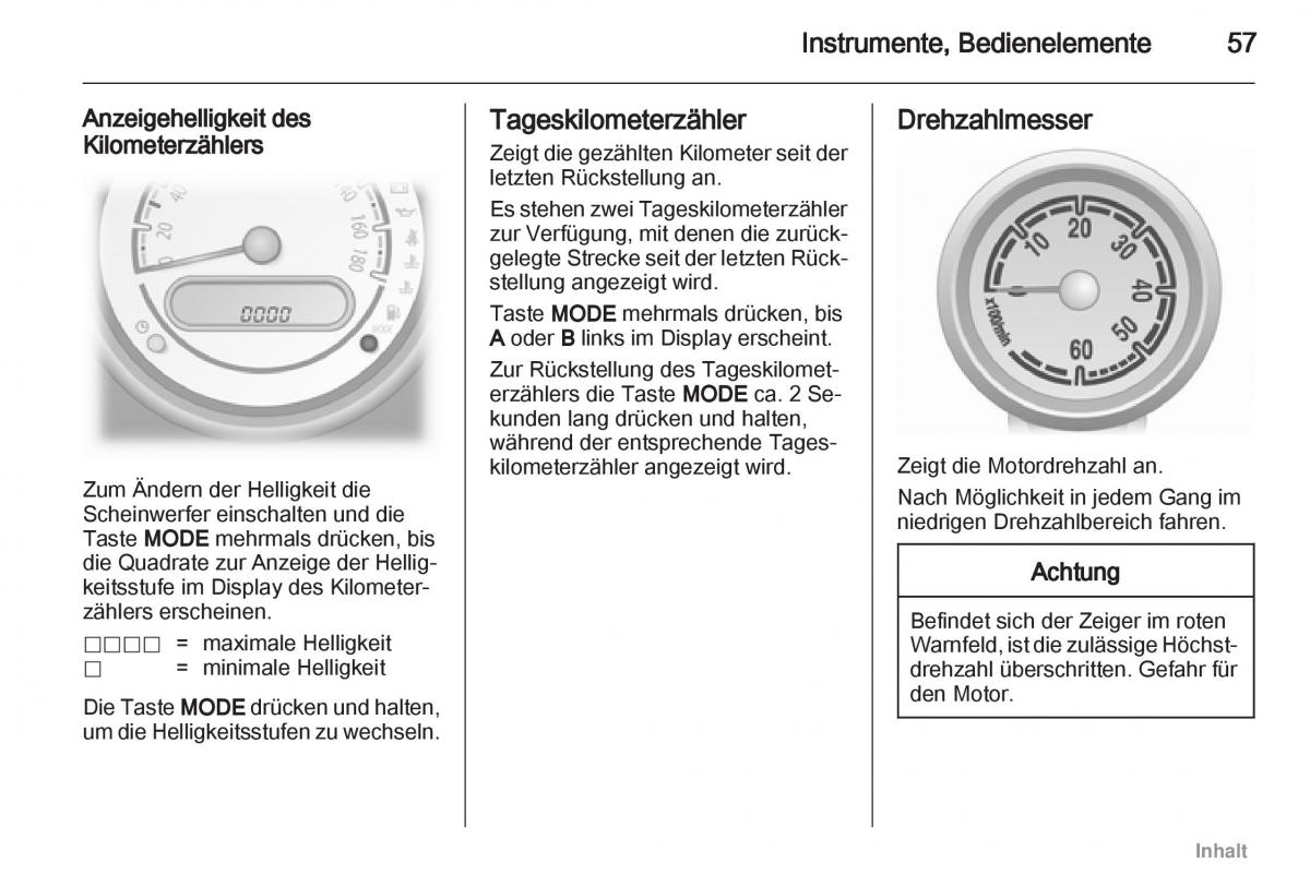 Opel Agila B Handbuch / page 57