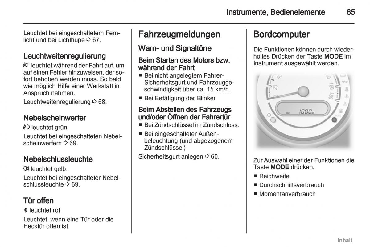 Opel Agila B Handbuch / page 65