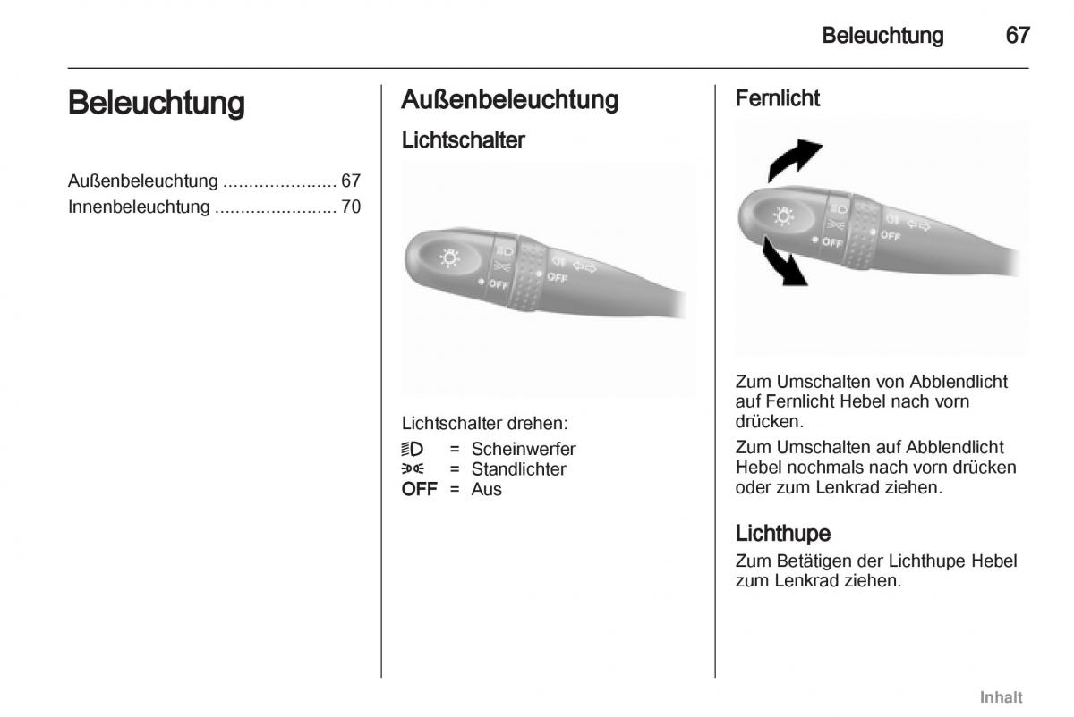 Opel Agila B Handbuch / page 67