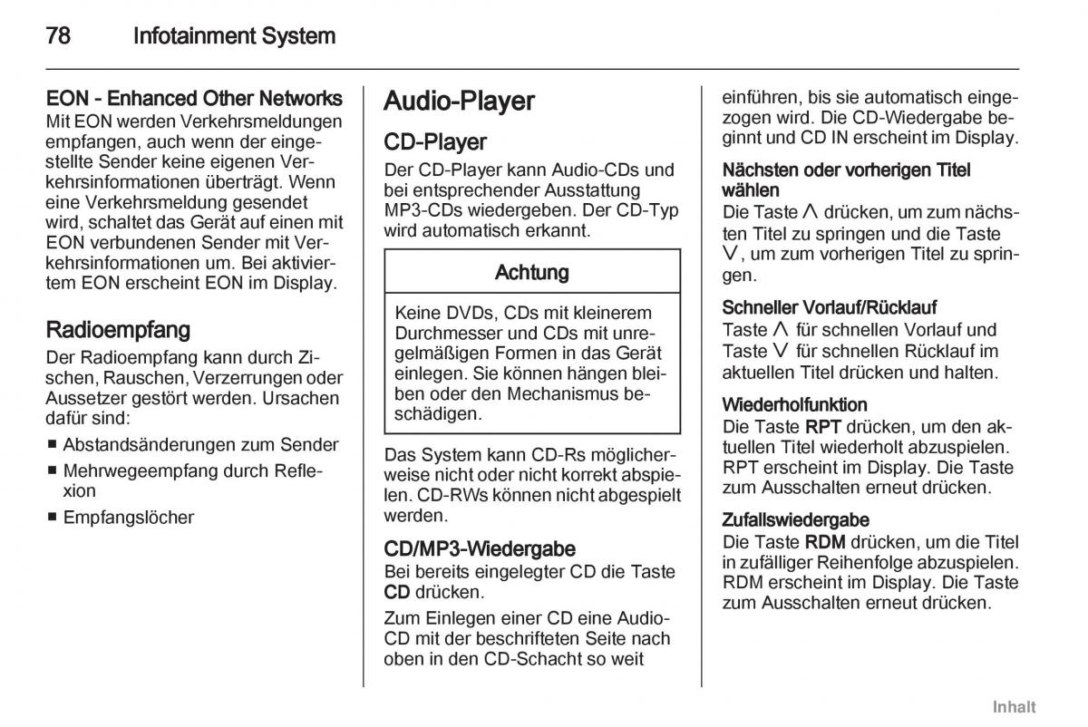 Opel Agila B Handbuch / page 78